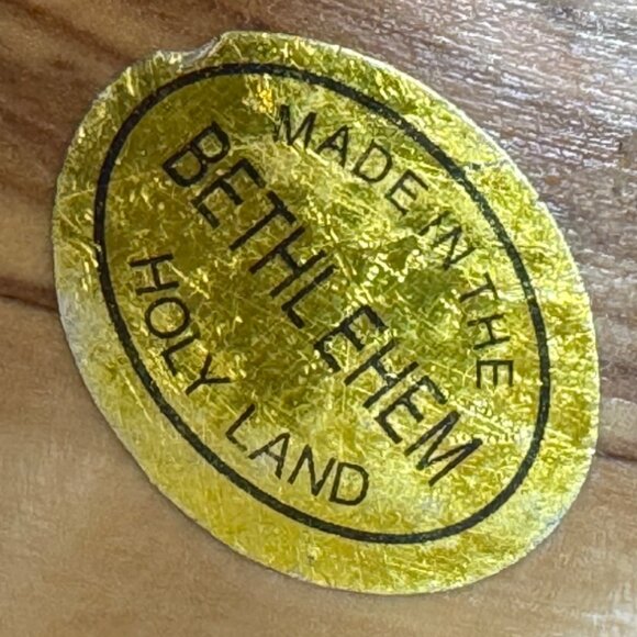 Made In Bethlehem Holy Land Hand-Carved Olive Wood Jeus Halo Plaque - Picture 5 of 5